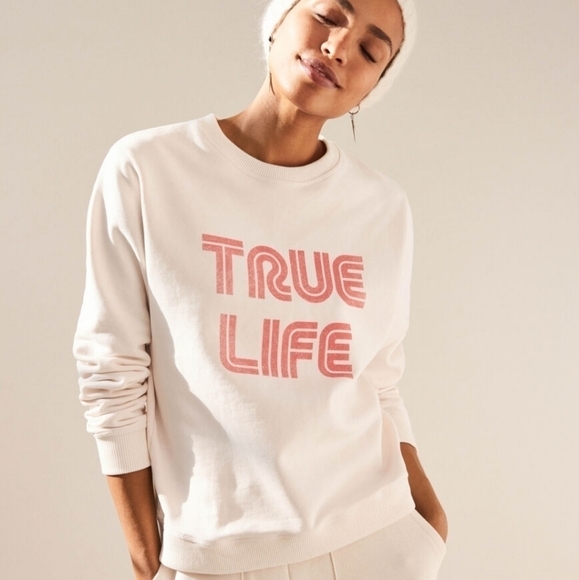 NWT BA&SH Tarah True Life Graphic Cotton Off White Sweatshirt Size 0/XS/2 US - Picture 1 of 15